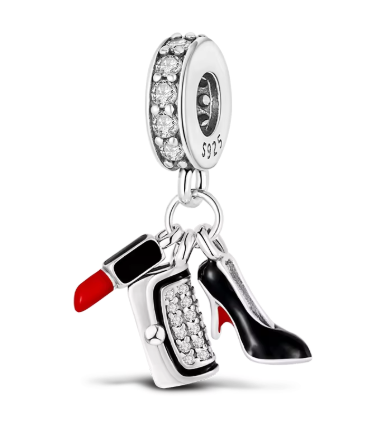 Lipstick and High Heels Charm - 925 Sterling Silver
