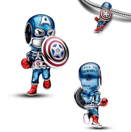 Captain America Charm - 925 Sterling Silver