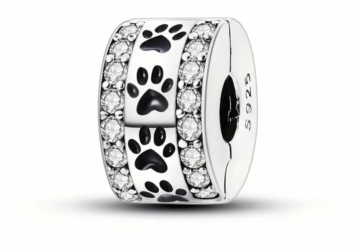 Paws Charm with Zirconia Details (1.2CM) - 925 Sterling Silver