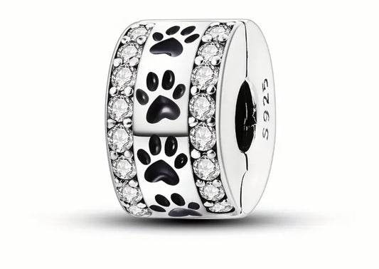 Paws Charm with Zirconia Details (1.2CM) - 925 Sterling Silver