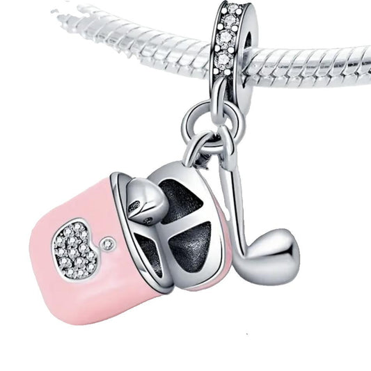 Earpods Charm with Pink Tones Details - 925 Sterling Silver
