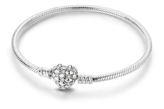 Bracelet with Hearted Cufflink (20CM) - 925 Sterling Silver