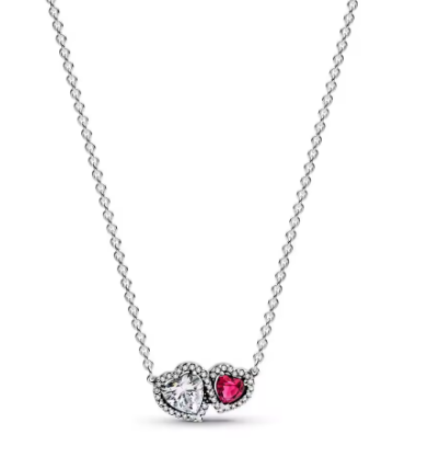 Two Connected Hearts Necklace (45CM) - 925 Sterling Silver