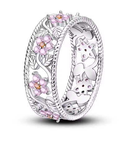 Floral Lace Ring Set with Zirconia - 925 Sterling Silver