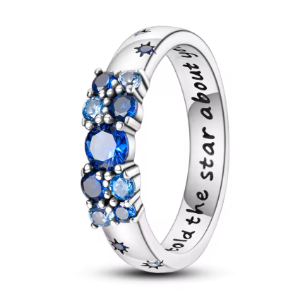 Blue Stones Ring with 'I Told the Stars About You' Inscription' - 925 Sterling Silver