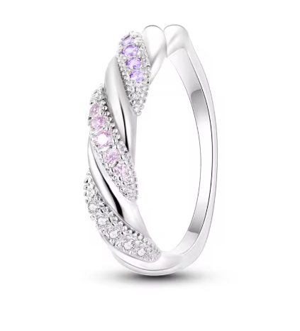 Entwined Ring with Pink Zirconias- 925 Sterling Silver