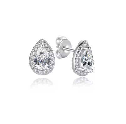 Drop Earring Set with Crystal Zirconia - 925 Sterling Silver