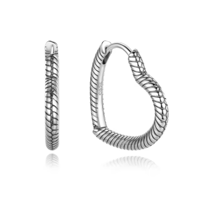 Heart Earring in Textured Silver - 925 Sterling Silver