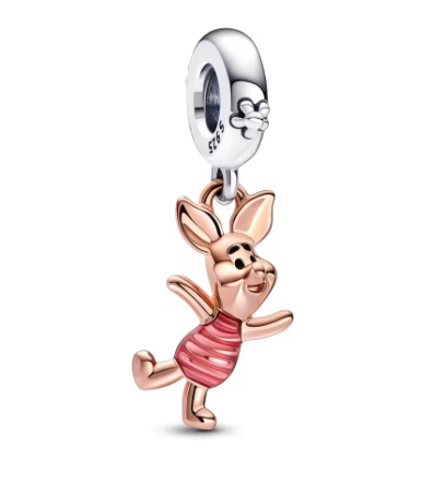 Piglet Charm - 925 Sterling Silver & Rosen Gold Accents