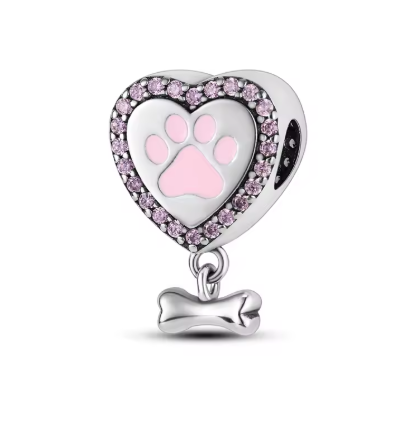 Pink Heart Charm - 925 Sterling Silver