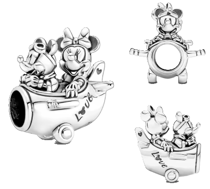Mickey & Minnie Flying Charm - 925 Sterling Silver