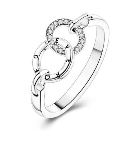 Forever Ring Crafted with Double Circles and Zirconias - 925 Sterling Silver