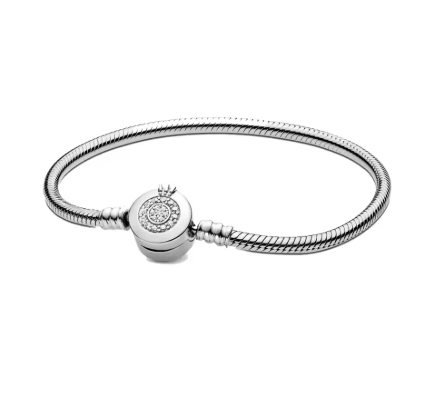 Bracelet with Rounded Buttoning Worked with Zirconias (20CM) - 925 Sterling Silver